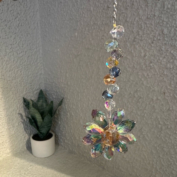 Other - Deep Aurora Borealis Beaded Flower Crystal Sun Catcher